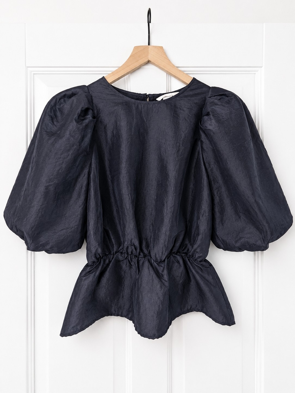 H&M Black Puff Sleeve Peplum Blouse